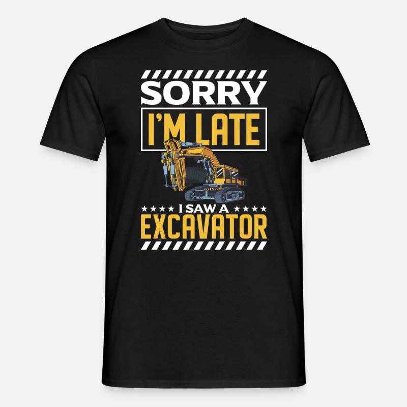 Baufahrzeug Arbeiter Bagger - Mænd T-shirt - sort