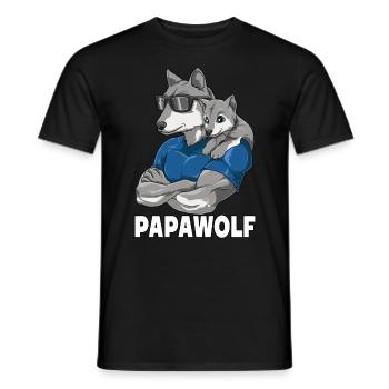 Papawolf Wolf Papa und Baby Papa Vatertag für - Männer T-Shirt - Schwarz - Vorne - AI Model Male 178 light (178cm)