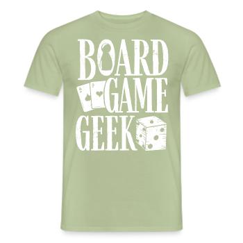 Jeu de société Geek, Jeu de société - T-shirt homme - vert sauge - Devant - AI Model Male 178 light (178cm)