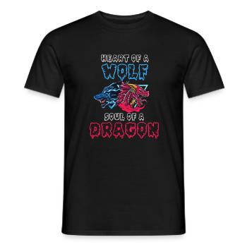 Heart of a wolf, soul of a dragon - Men's T-Shirt - black - Front - AI Model Male 178 light (178cm)