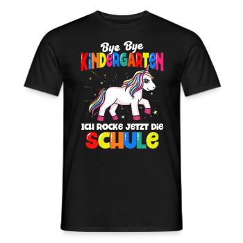 Einhorn Schulbeginn Schulanfänger Schulkind - Männer T-Shirt - Schwarz - Vorne - AI Model Male 178 light (178cm)