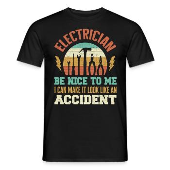 Électricien, Câbleur, Électricité - T-shirt homme - noir - Devant - AI Model Male 178 light (178cm)