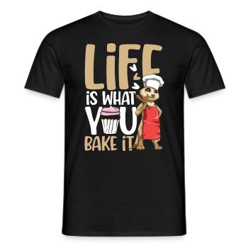 Life Is What You Bake it für einen Koch Köchin - Männer T-Shirt - Schwarz - Vorne - AI Model Male 178 light (178cm)