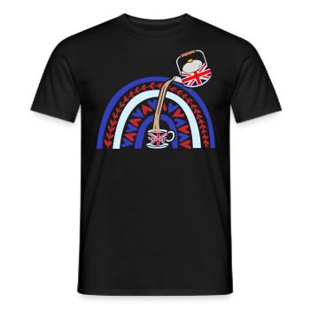 Union Jack Flag Mit Tee Tasse - Männer T-Shirt - Schwarz - Vorne - AI Model Male 178 light (178cm)