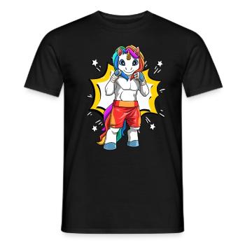 Lustiges Einhorn Karate Kampfsport Unicorn MMA - Männer T-Shirt - Schwarz - Vorne - AI Model Male 178 light (178cm)