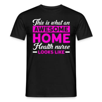 Aide-santé Infirmière en soins infirmiers à domicile - T-shirt homme - noir - Devant - AI Model Male 178 light (178cm)
