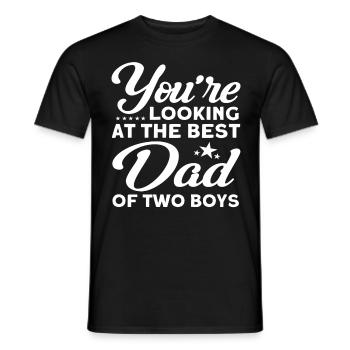 Meilleur père Père Papa Deux garçons - T-shirt homme - noir - Devant - AI Model Male 178 light (178cm)