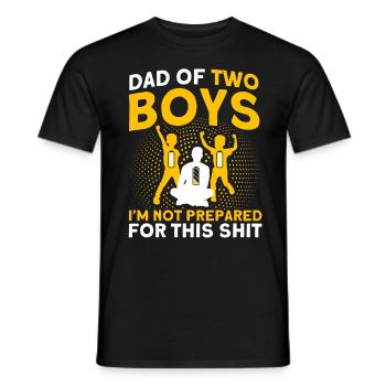 Non préparé Père Papa Deux garçons - T-shirt homme - noir - Devant - AI Model Male 178 light (178cm)