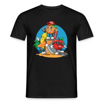 Apfel Banane Orange Urlaub Meer Früchte - Männer T-Shirt - Schwarz - Vorne - AI Model Male 178 light (178cm)