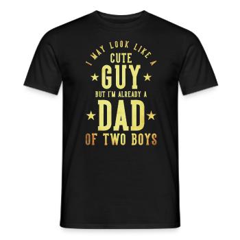Mignon Père Papa Deux Garçons - T-shirt homme - noir - Devant - AI Model Male 178 light (178cm)