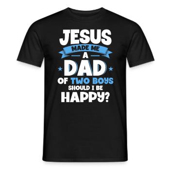 Jésus Père Papa Deux Garçons - T-shirt homme - noir - Devant - AI Model Male 178 light (178cm)