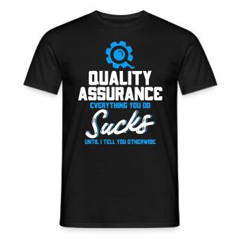 QA Engineer QA Tester Software Tester - Men's T-Shirt - black - Front - AI Model Male 178 light (178cm)