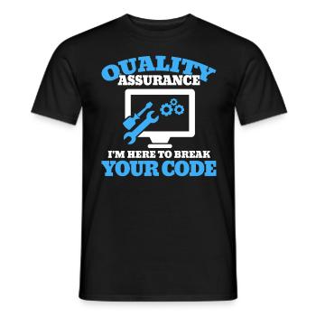 QA Engineer QA Tester Software Tester - Men's T-Shirt - black - Front - AI Model Male 178 light (178cm)