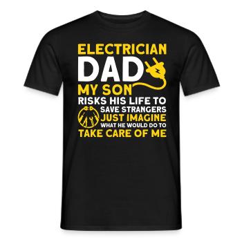 Fils Père Électricien Père Famille - T-shirt homme - noir - Devant - AI Model Male 178 light (178cm)