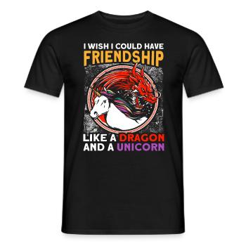 Friendship Dragon Unicorn Unicorn Lover - Men's T-Shirt - black - Front - AI Model Male 178 light (178cm)