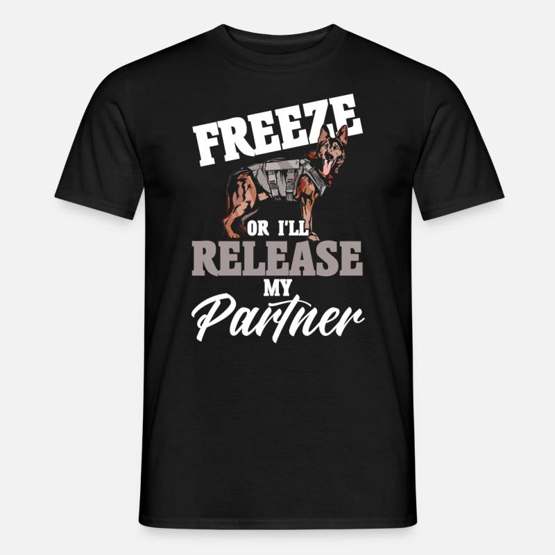 Deutscher Schäferhund Polizeihund Polizei Hund - Männer T-Shirt - Schwarz