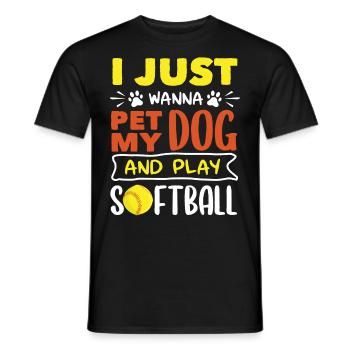 Il suffit de caresser mon chien et de jouer au softball - T-shirt homme - noir - Devant - AI Model Male 178 light (178cm)