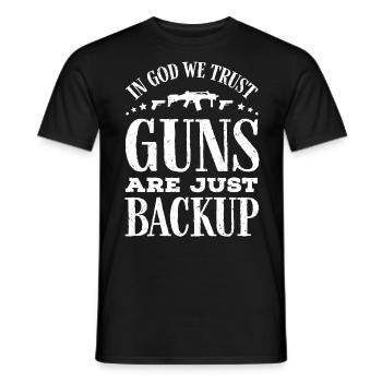En Dieu, nous avons confiance, les armes ne sont que des sauvegardes - T-shirt homme - noir - Devant - AI Model Male 178 light (178cm)