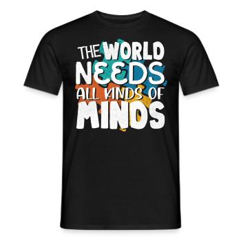 Autism World Needs All Kinds of Heads - Men's T-Shirt - black - Front - AI Model Male 178 light (178cm)