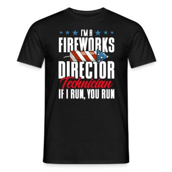 Drôle de feu d’artifice pyrotechnicien disant - T-shirt homme - noir - Devant - AI Model Male 178 light (178cm)