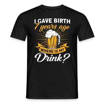 7. Geburtstag Bier Trinken Mutter Mama - Männer T-Shirt - Schwarz - Vorne - AI Model Male 178 light (178cm)