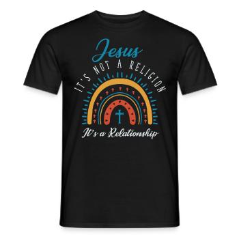 Jesus, Es Ist Keine Religion Es Ist Eine Beziehung - Männer T-Shirt - Schwarz - Vorne - AI Model Male 178 light (178cm)