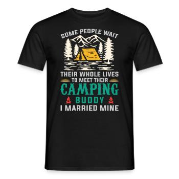 Camping Buddy Marié, Camping, Plein air - T-shirt homme - noir - Devant - AI Model Male 178 light (178cm)