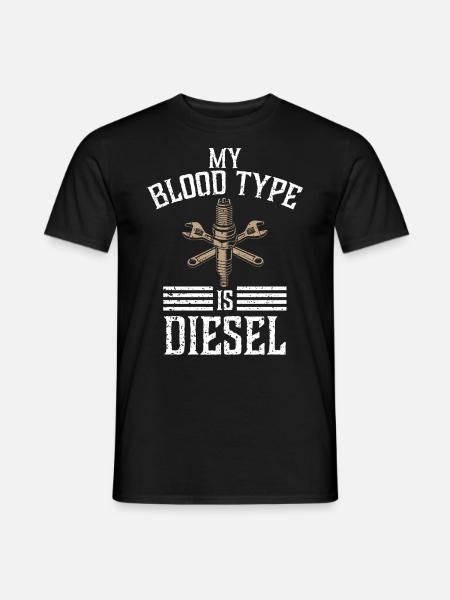 Meine Blutgruppe Ist Diesel, LKW-Fahrer - Männer T-Shirt - Schwarz