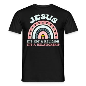 Jesus, Es Ist Keine Religion Es Ist Eine Beziehung - Männer T-Shirt - Schwarz - Vorne - AI Model Male 178 light (178cm)