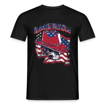 crâne de cow-boy américain - T-shirt homme - noir - Devant - AI Model Male 178 light (178cm)