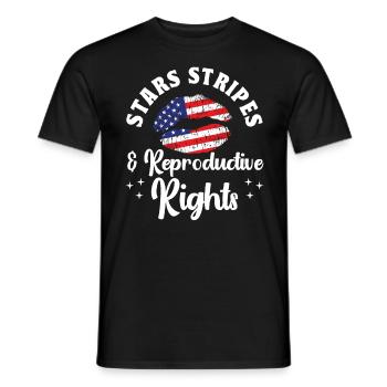 Stars Stripes & Droits reproductifs - T-shirt homme - noir - Devant - AI Model Male 178 light (178cm)