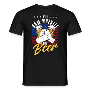 Will Arm Wrestle pour Beer Arm Press - T-shirt homme - noir - Devant - AI Model Male 178 light (178cm)