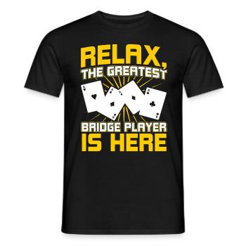 The biggest bridge player is here - Men's T-Shirt - black - Front - AI Model Male 178 light (178cm)