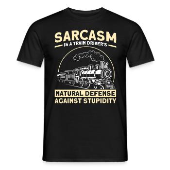 Sarcasm natural defense of a train driver - Men's T-Shirt - black - Front - AI Model Male 178 light (178cm)
