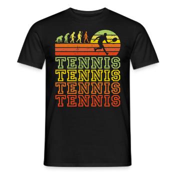 Tennis Retro Schriftzug Evolution Tennisspieler - Männer T-Shirt - Schwarz - Vorne - AI Model Male 178 light (178cm)