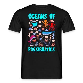Océan de possibilités, lecteurs, lecture - T-shirt homme - noir - Devant - AI Model Male 178 light (178cm)