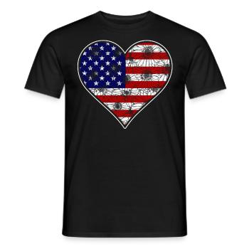 US -patriotisches Herz Mit Der USA Flagge 4. Juli - Männer T-Shirt - Schwarz - Vorne - AI Model Male 178 light (178cm)