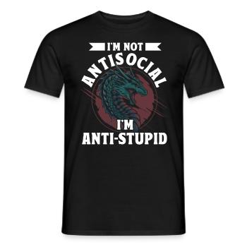 Ich bin nicht asozial, ich bin anti-dumm Drache - Männer T-Shirt - Schwarz - Vorne - AI Model Male 178 light (178cm)
