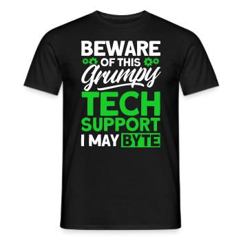 Méfiez-vous du support technique grincheux - T-shirt homme - noir - Devant - AI Model Male 178 light (178cm)