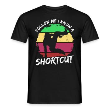 Parkour Suivez-moi, je connais un raccourci - T-shirt homme - noir - Devant - AI Model Male 178 light (178cm)