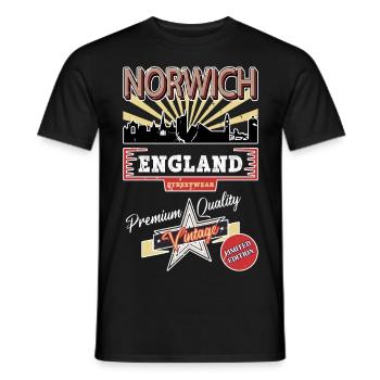 Norwich Angleterre UK City Skyline Vintage Rétro - T-shirt homme - noir - Devant - AI Model Male 178 light (178cm)