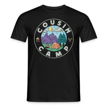Cousin Camp, Camping en plein air - T-shirt homme - noir - Devant - AI Model Male 178 light (178cm)