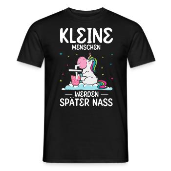 Einhorn Kleine Menschen werden später nass - Männer T-Shirt - Schwarz - Vorne - AI Model Male 178 light (178cm)