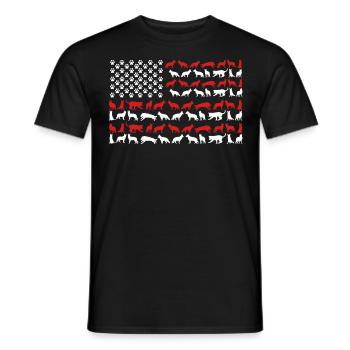 German Shepherd US FLAG - Men's T-Shirt - black - Front - AI Model Male 178 light (178cm)