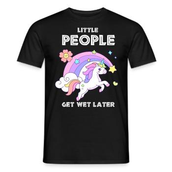 Einhorn Kleine Menschen werden später nass - Männer T-Shirt - Schwarz - Vorne - AI Model Male 178 light (178cm)