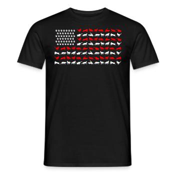 Katze Amerikanische Flagge, Katzenbesitzer - Männer T-Shirt - Schwarz - Vorne - AI Model Male 178 light (178cm)