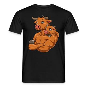 Starker Bulle mit Baby Bullen für einen Bullen - Männer T-Shirt - Schwarz - Vorne - AI Model Male 178 light (178cm)