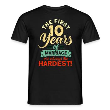 10th Wedding Anniversary Couple Design 10 Years of Marriage - Men's T-Shirt - black - Front - AI Model Male 178 light (178cm)