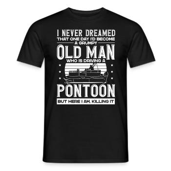 Grumpy old man driving a pontoon - Men's T-Shirt - black - Front - AI Model Male 178 light (178cm)