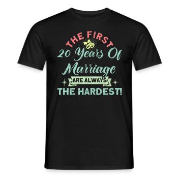 20th Wedding Anniversary Couple Design 20 Years of Marriage - Men's T-Shirt - black - Front - AI Model Male 178 light (178cm)
